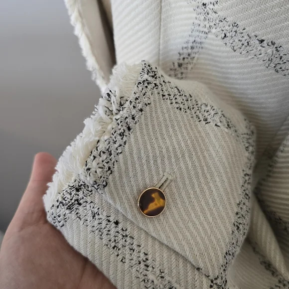 Ann Taylor | 10 | Raw Hem Windowpane Tweed Blazer - Picture 9 of 14